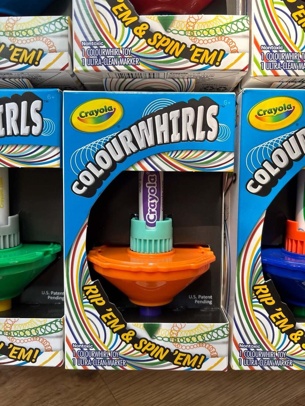 Crayola Colourwhirls Rip 'Em & Spin 'Em Spinning Top Toy Set of 6 - Picture 2 of 6